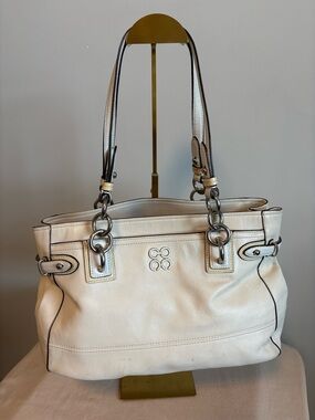 Coach Collette Leather Carryall Tote in Bone - As Is